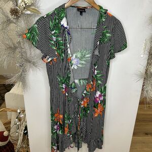 Who What Wear Kimono Beach Coverup Women Size Small Green Boho Artsy‎ Retro